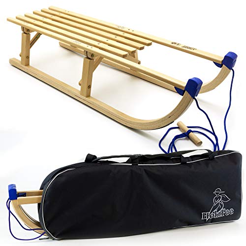 Slitta Pieghevole Davos 100 Cm In Legno Di Faggio - Portata 75 Kg, Chiusura Blu, Per Bambini E Adulti