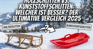Holzschlitten und Kunststoffschlitten im direkten Winter-Vergleich – Titelbild zum Ratgeber ‚Welcher Schlitten ist besser 2025?